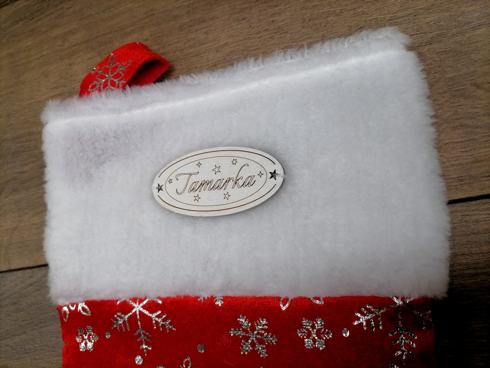 Mikulášska ponožka červená s menom 44x24cm