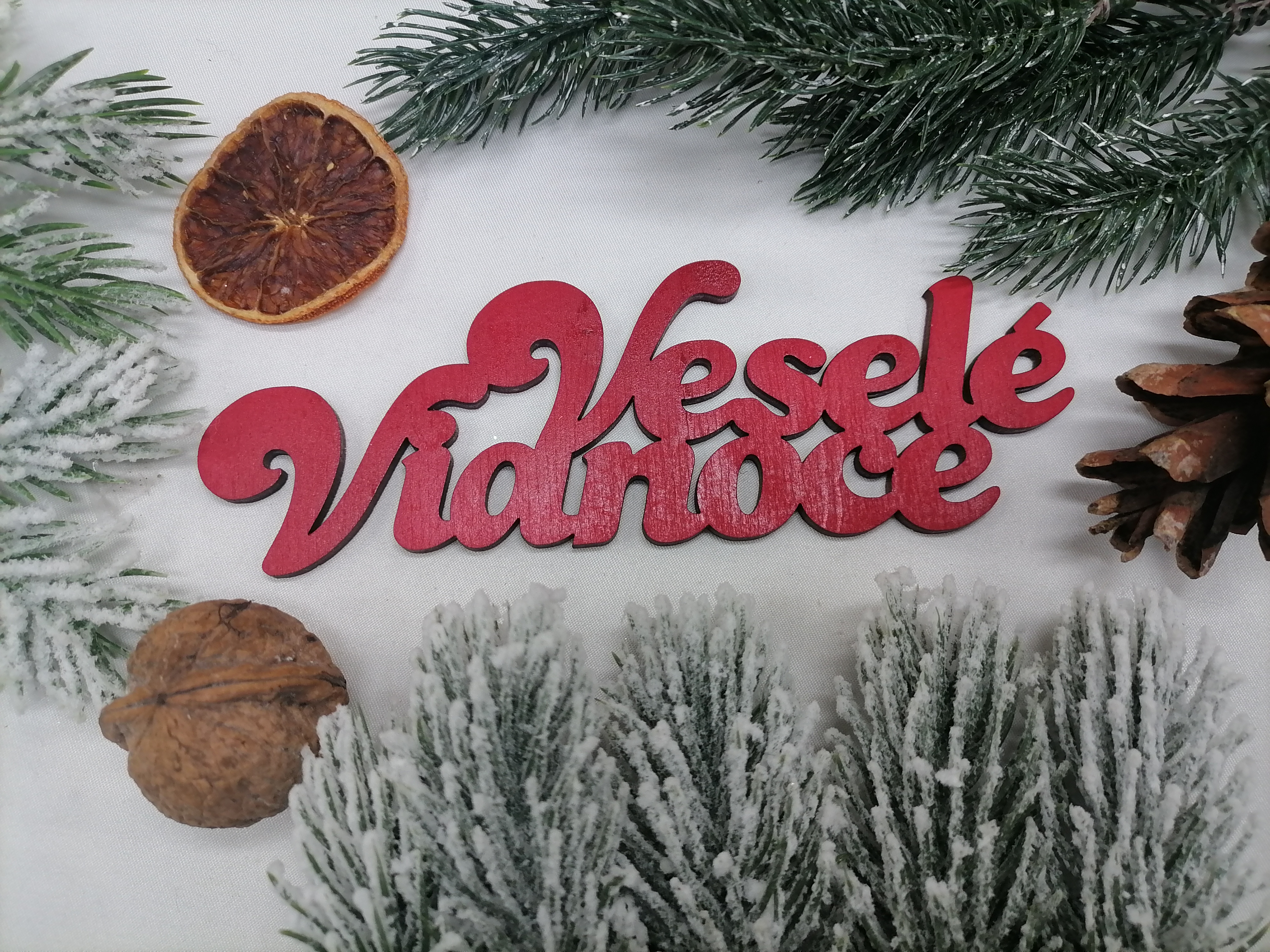 Bordový nápis Veselé Vianoce 25 cm