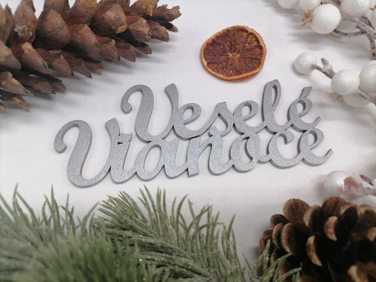 Strieborný nápis Veselé Vianoce 10 cm