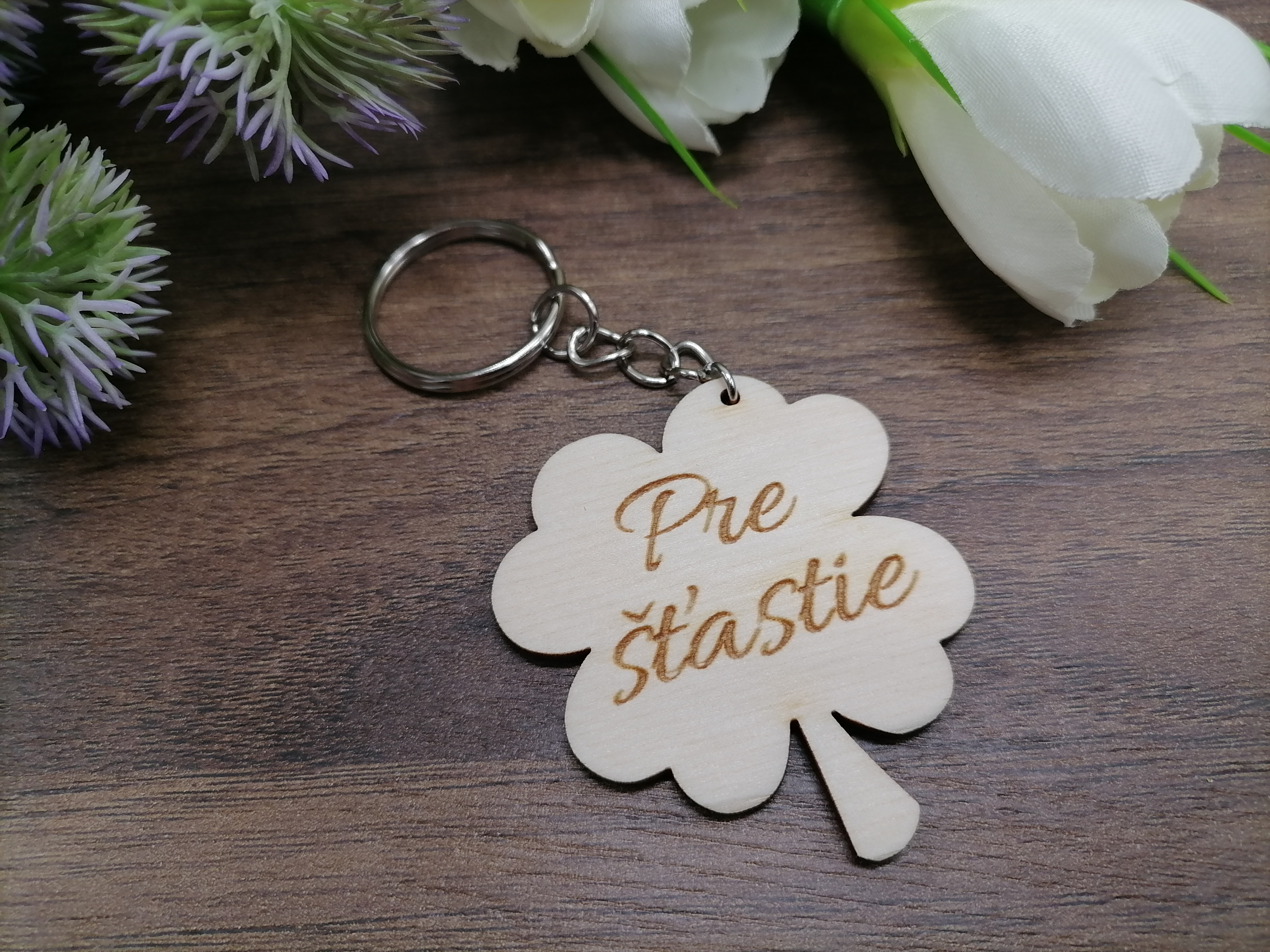 Štvorlístok ako kľúčenka pre učiteľov - pre šťastie 5cm