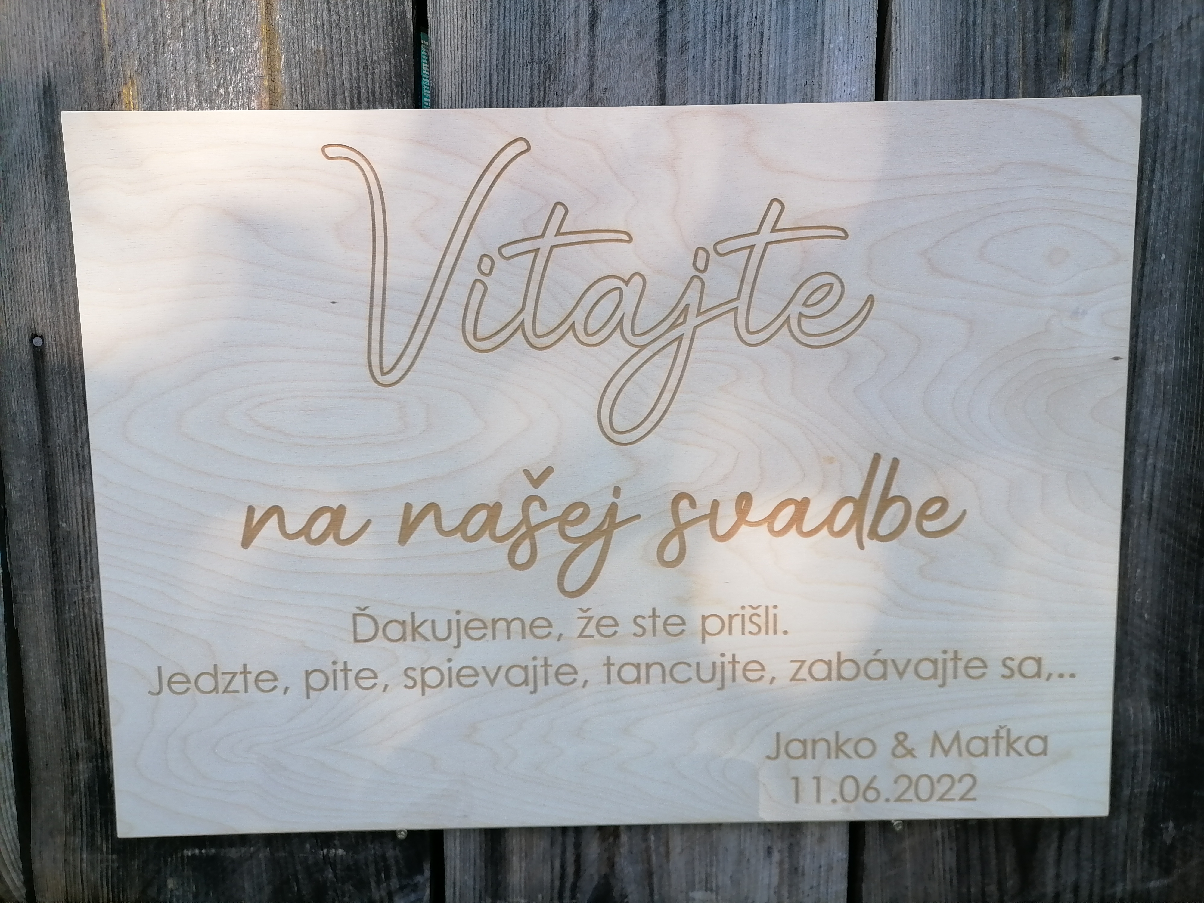 Svadobná tabuľa vitajte 70 cm