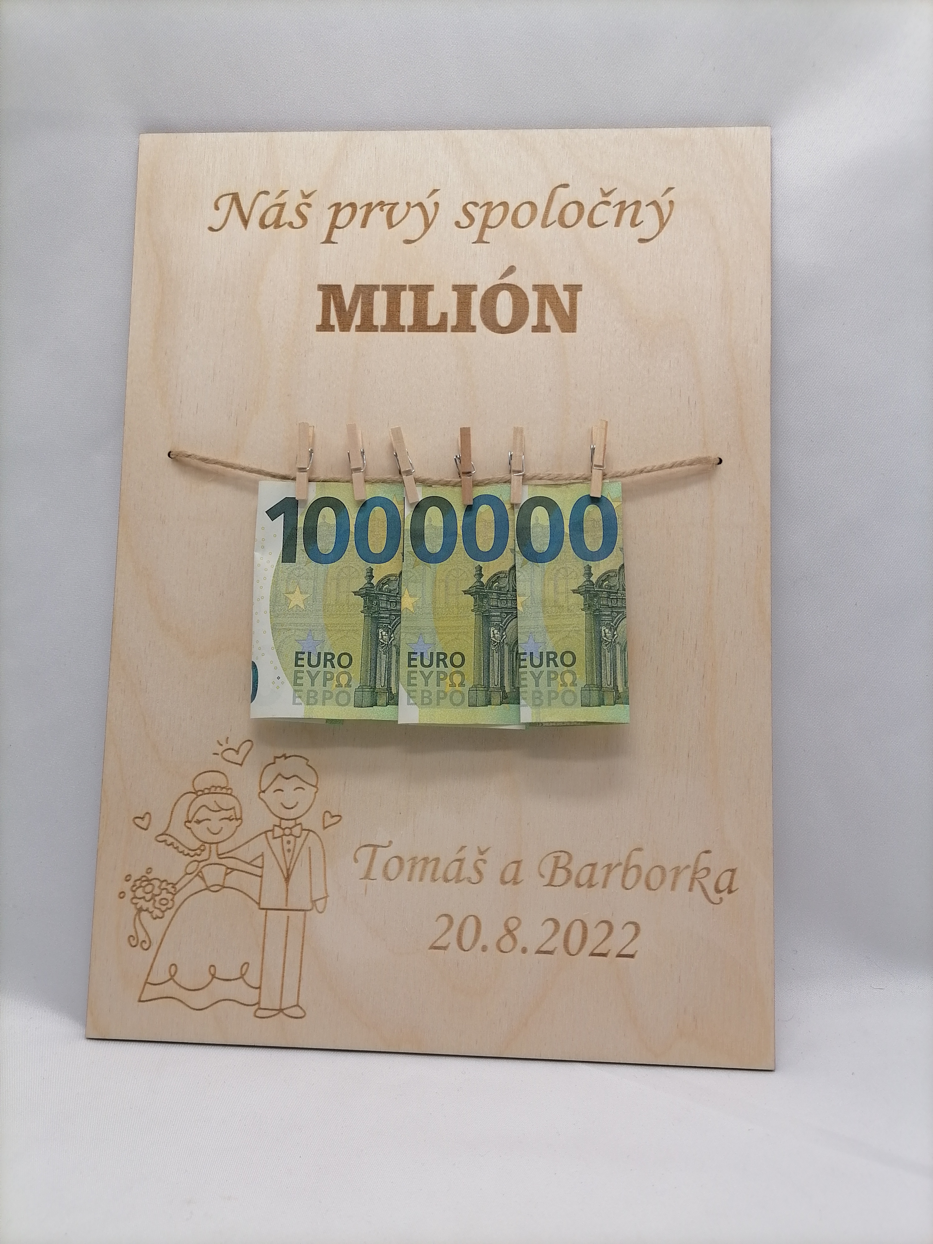 Svadobná tabuľka náš spoločný milión