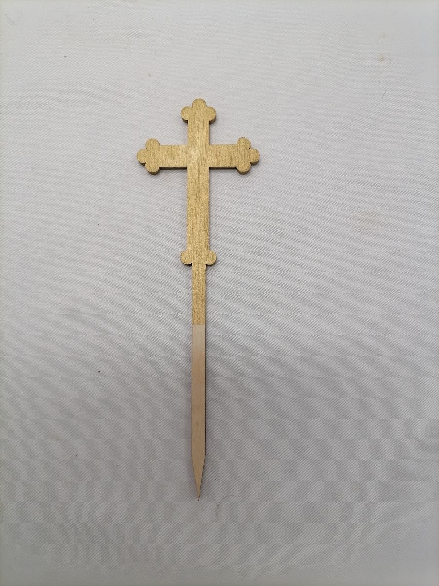 Zápich krížik 18cm v zlatej farbe