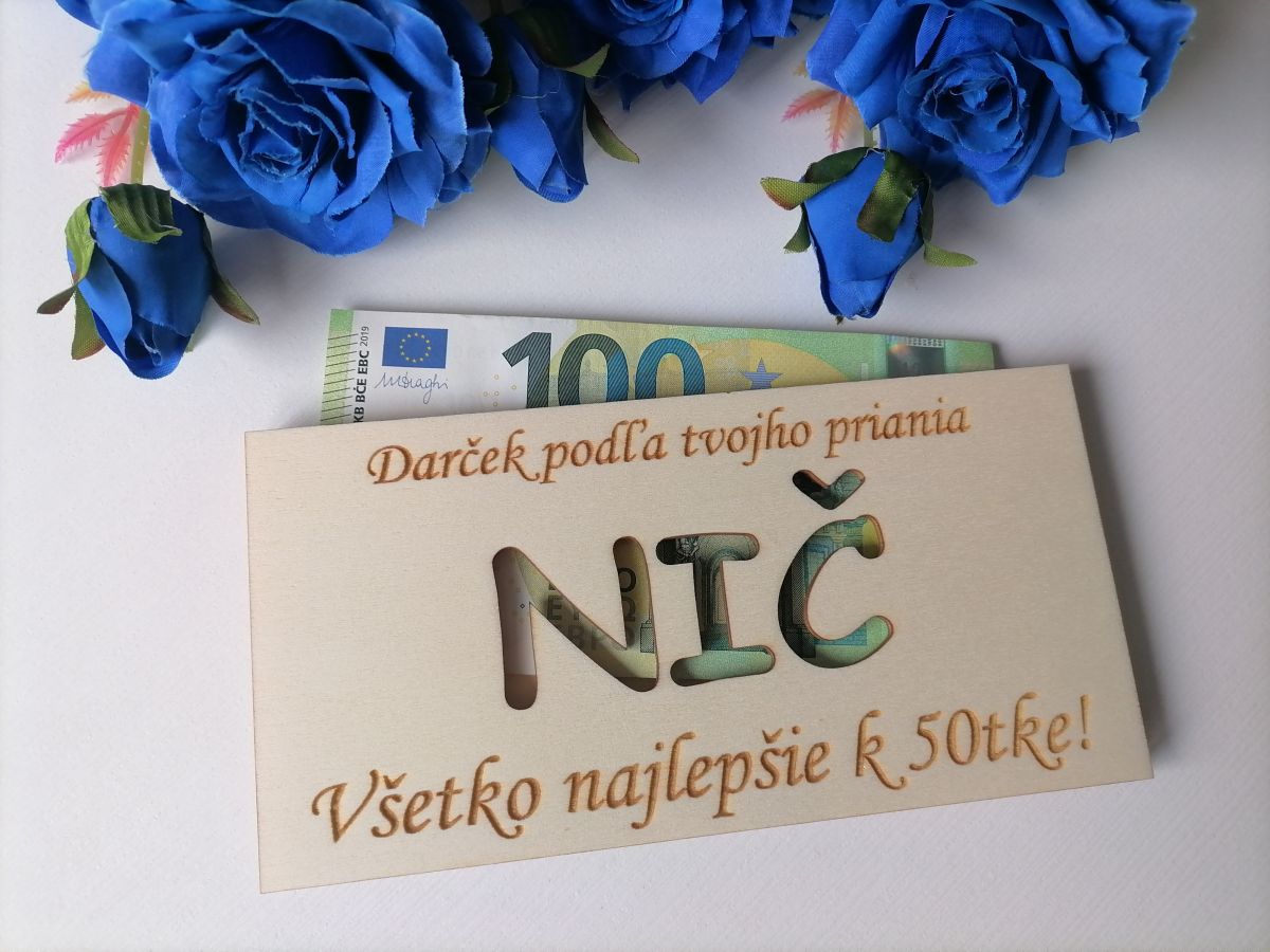 Drevená obálka na peniaze nič