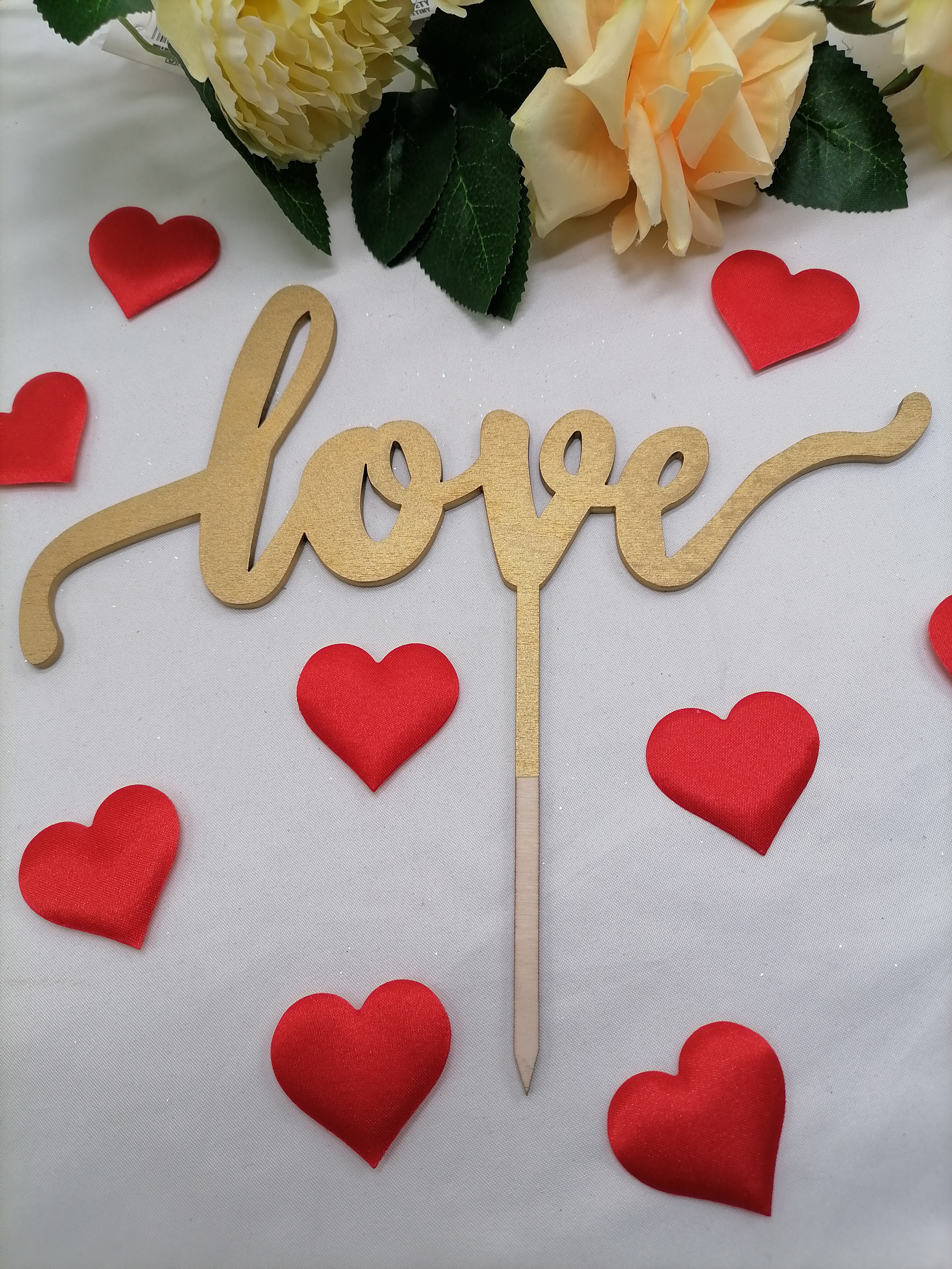 Zápich love zlatý 15cm