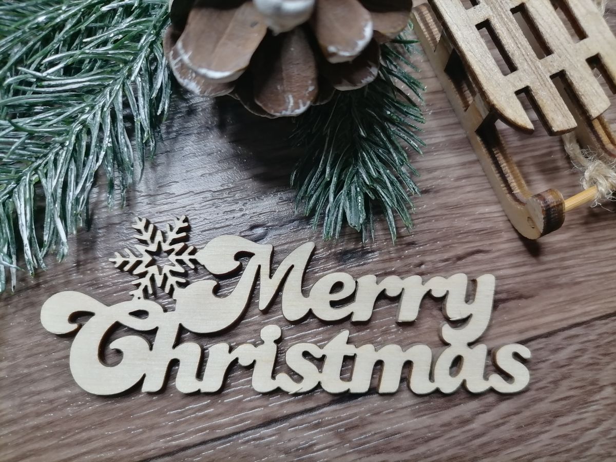 Drevený nápis Merry Christmas  15 cm
