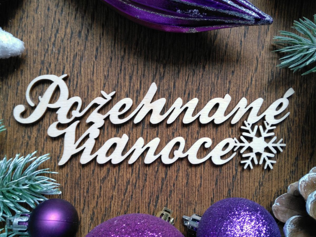 Drevený nápis Požehnané vianoce 30 cm