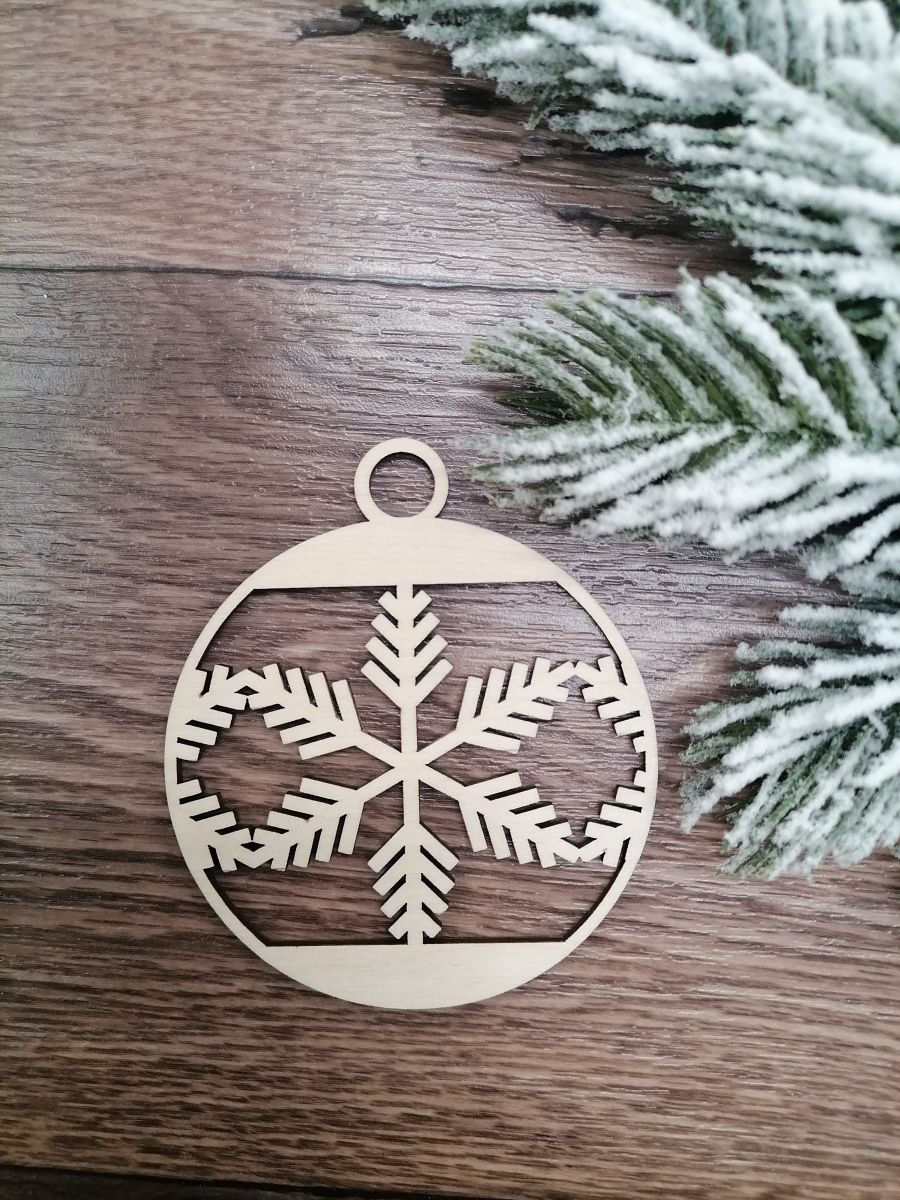 vianočná guľa "vločka" prírodná 7,5x8,7cm