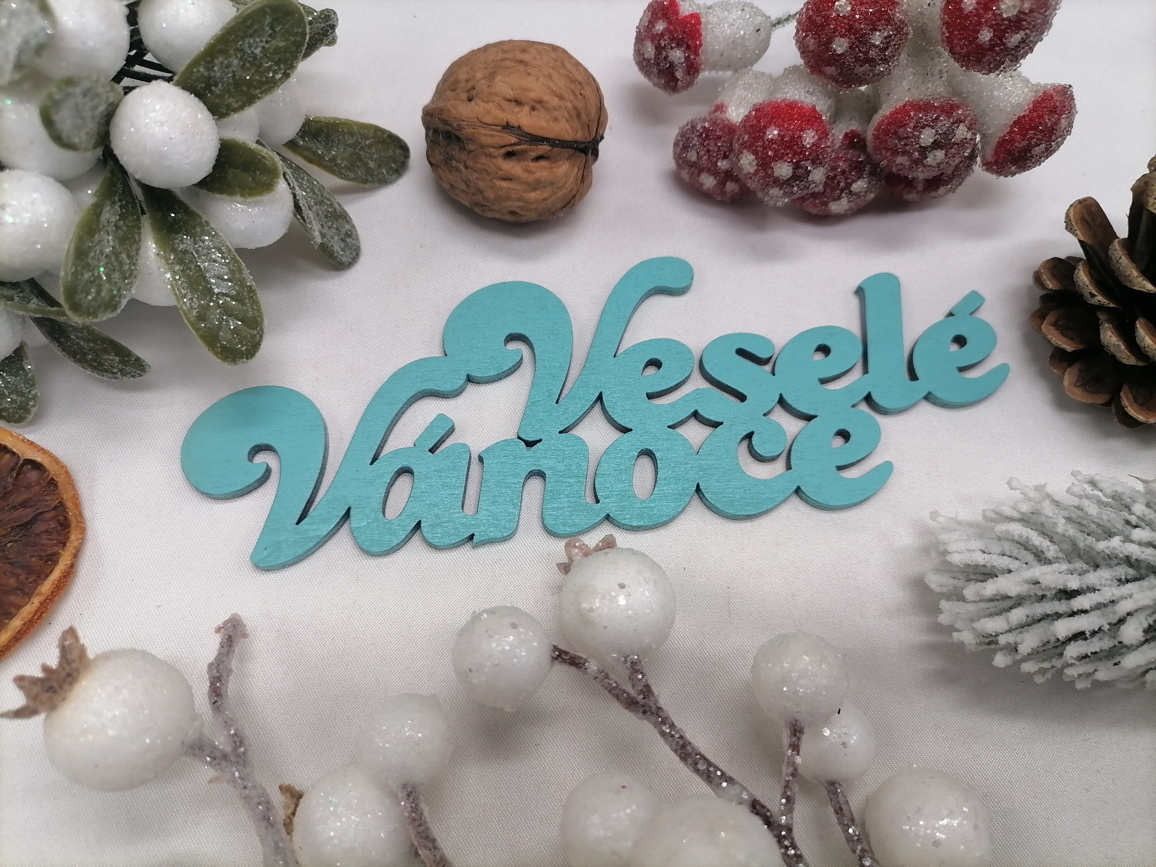 Mentolový český nápis Veselé Vánoce 15 cm