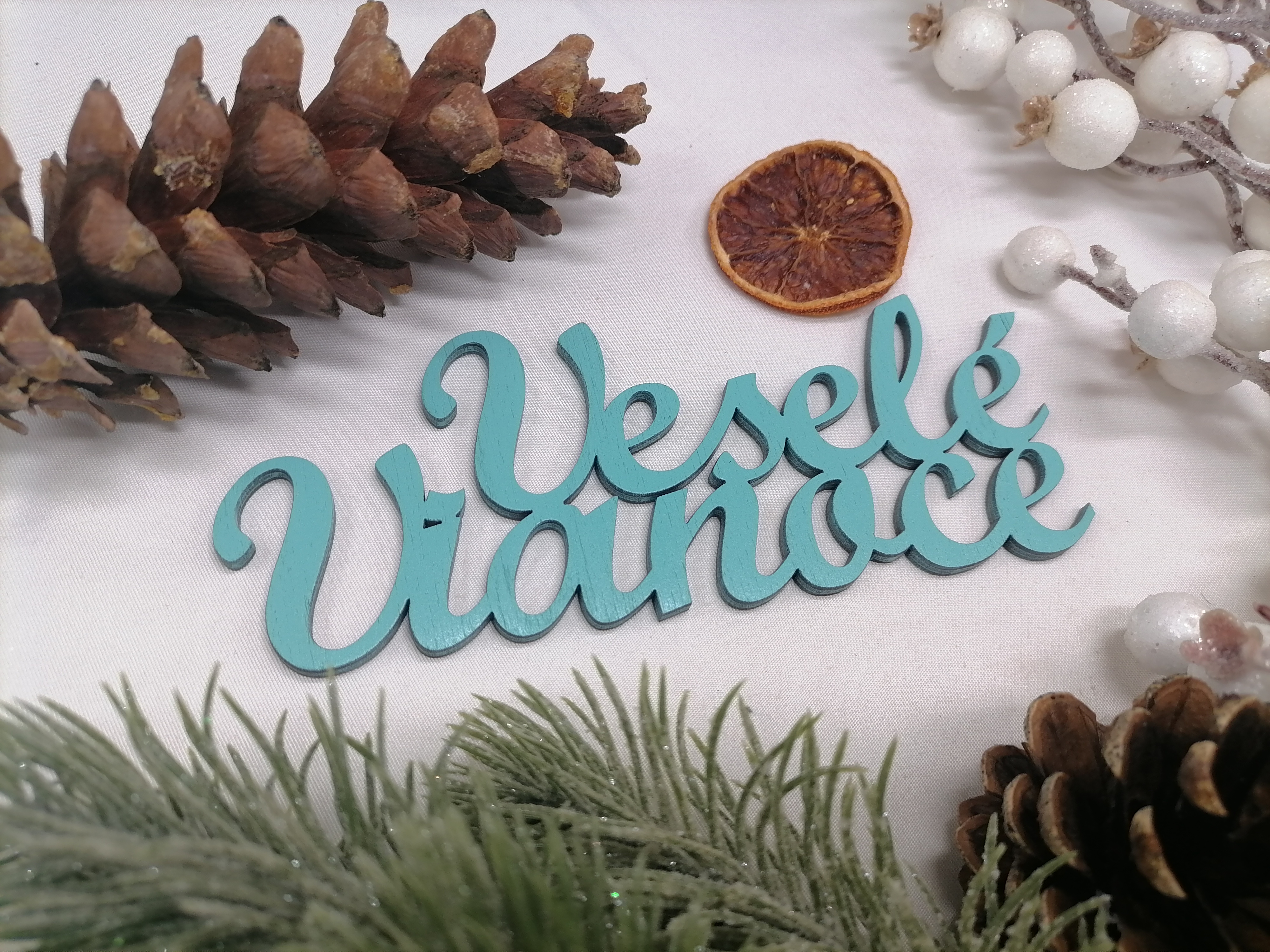 Mentolový nápis Veselé Vianoce 15 cm