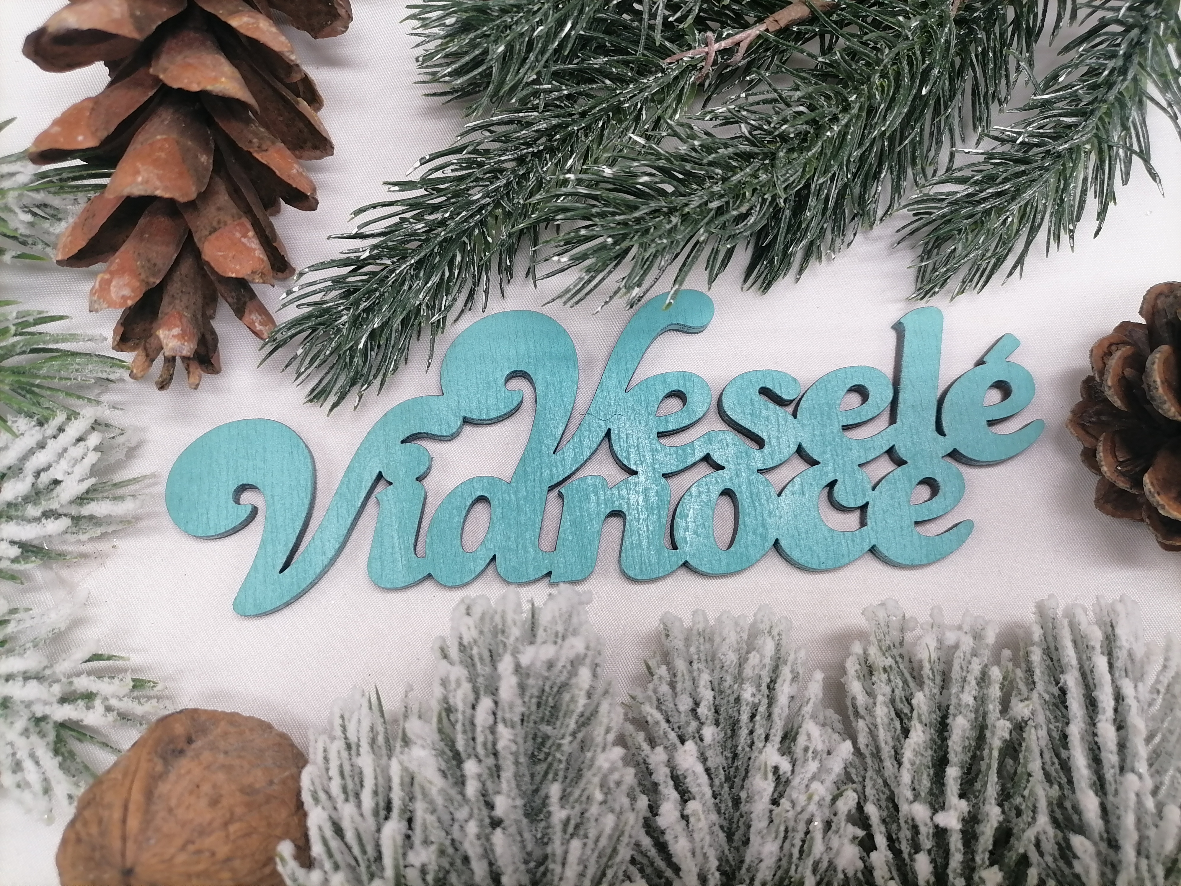 Mentolový nápis Veselé Vianoce 20 cm