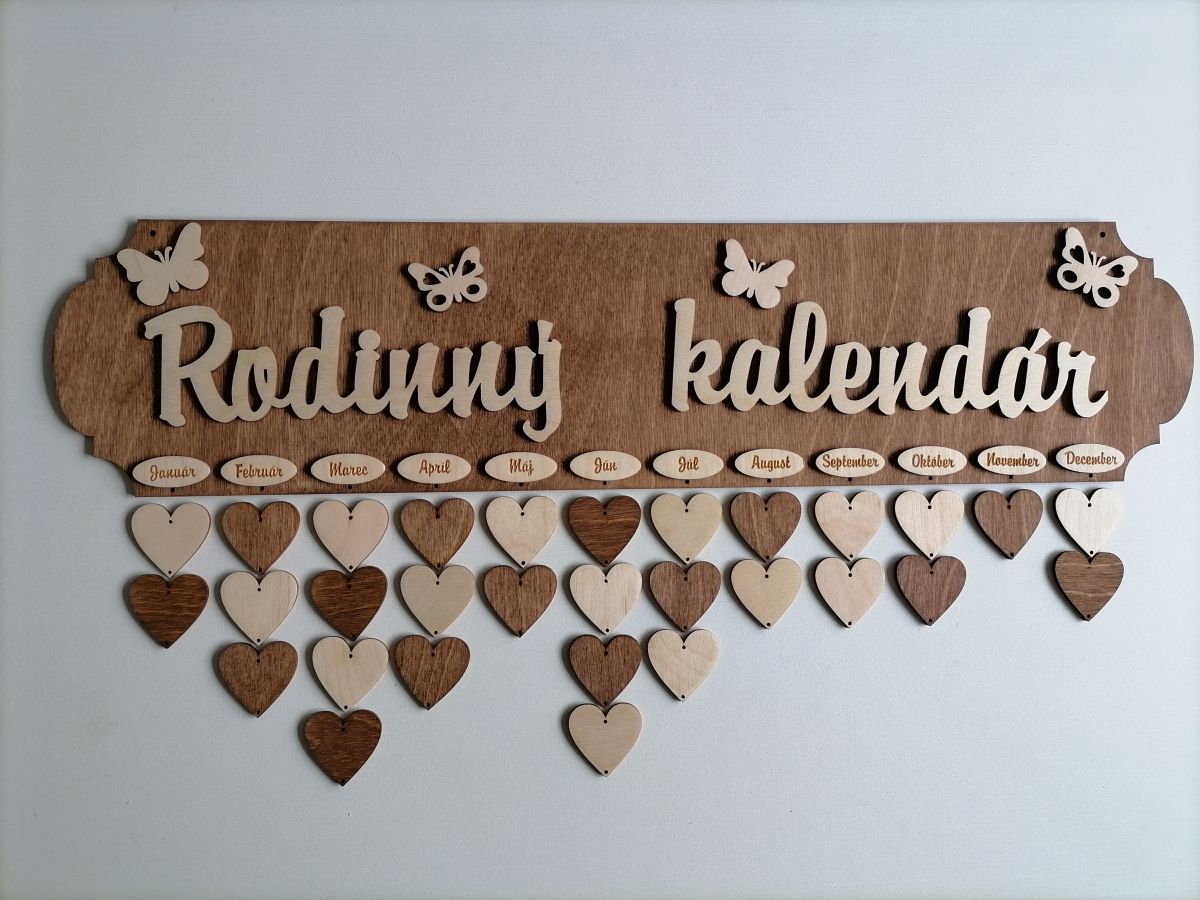 Rodinný kalendár morený teak