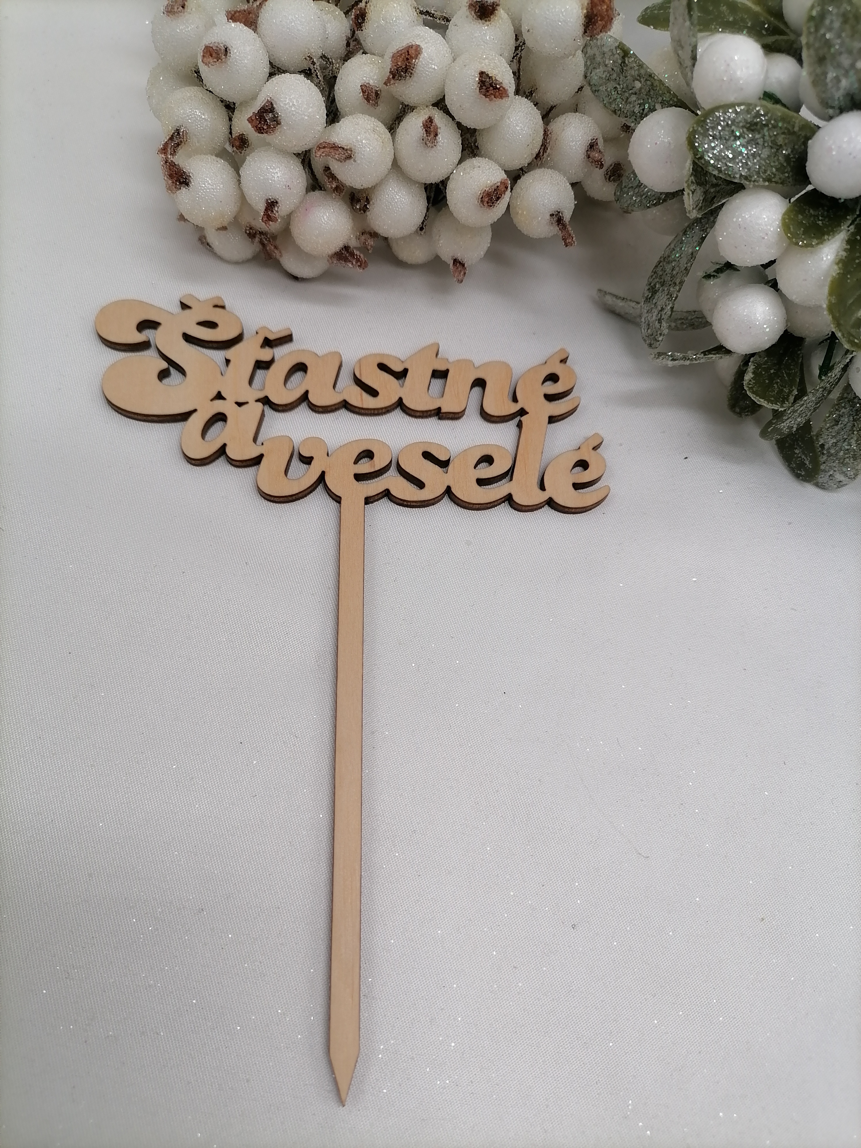Vianočný zápich Šťastné a Veselé 15 cm