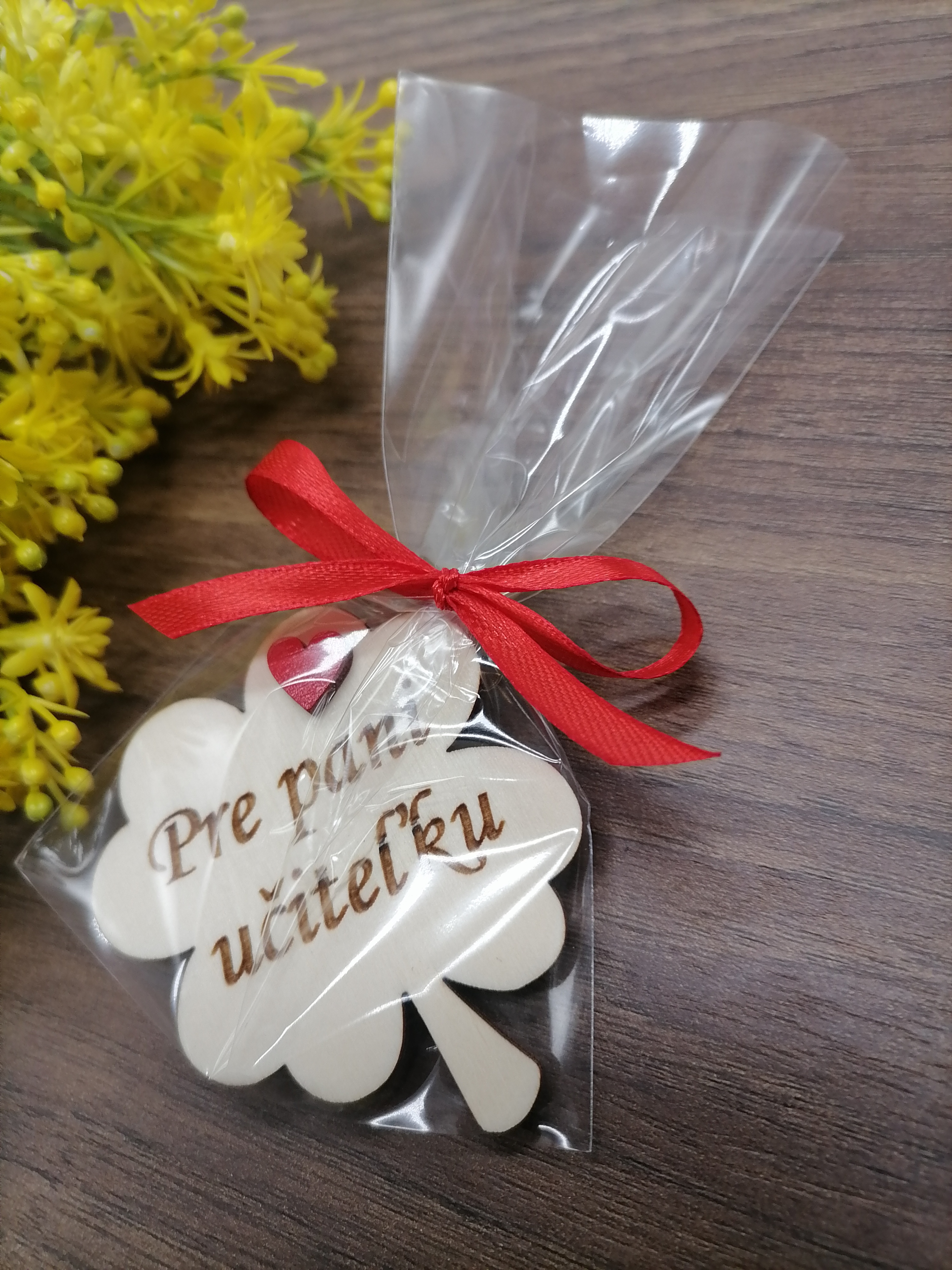 Štvorlístok - magnetka pre pani učiteľky zabalený 6cm