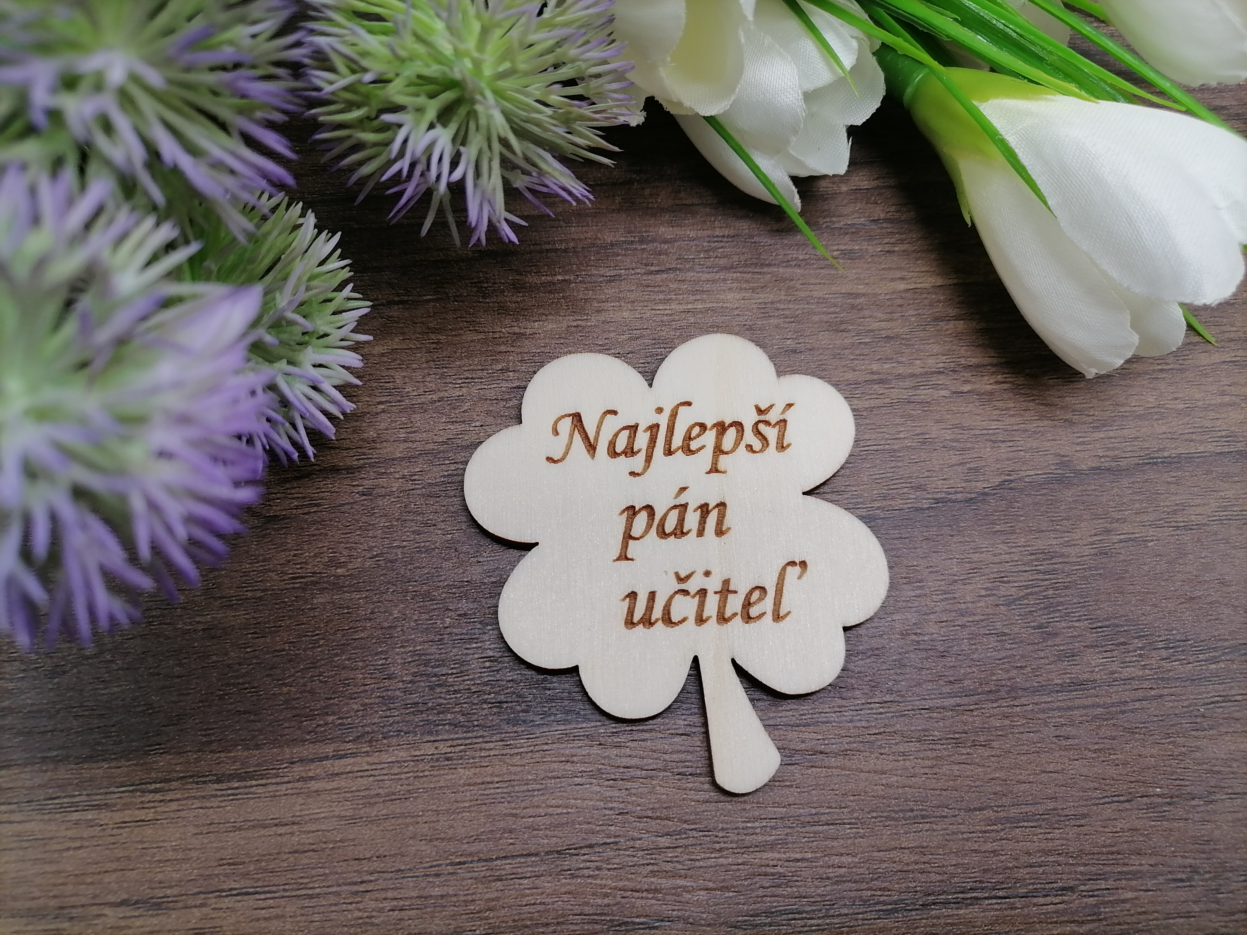 Štvorlístok - magnetka najlepší pán učiteľ 6cm