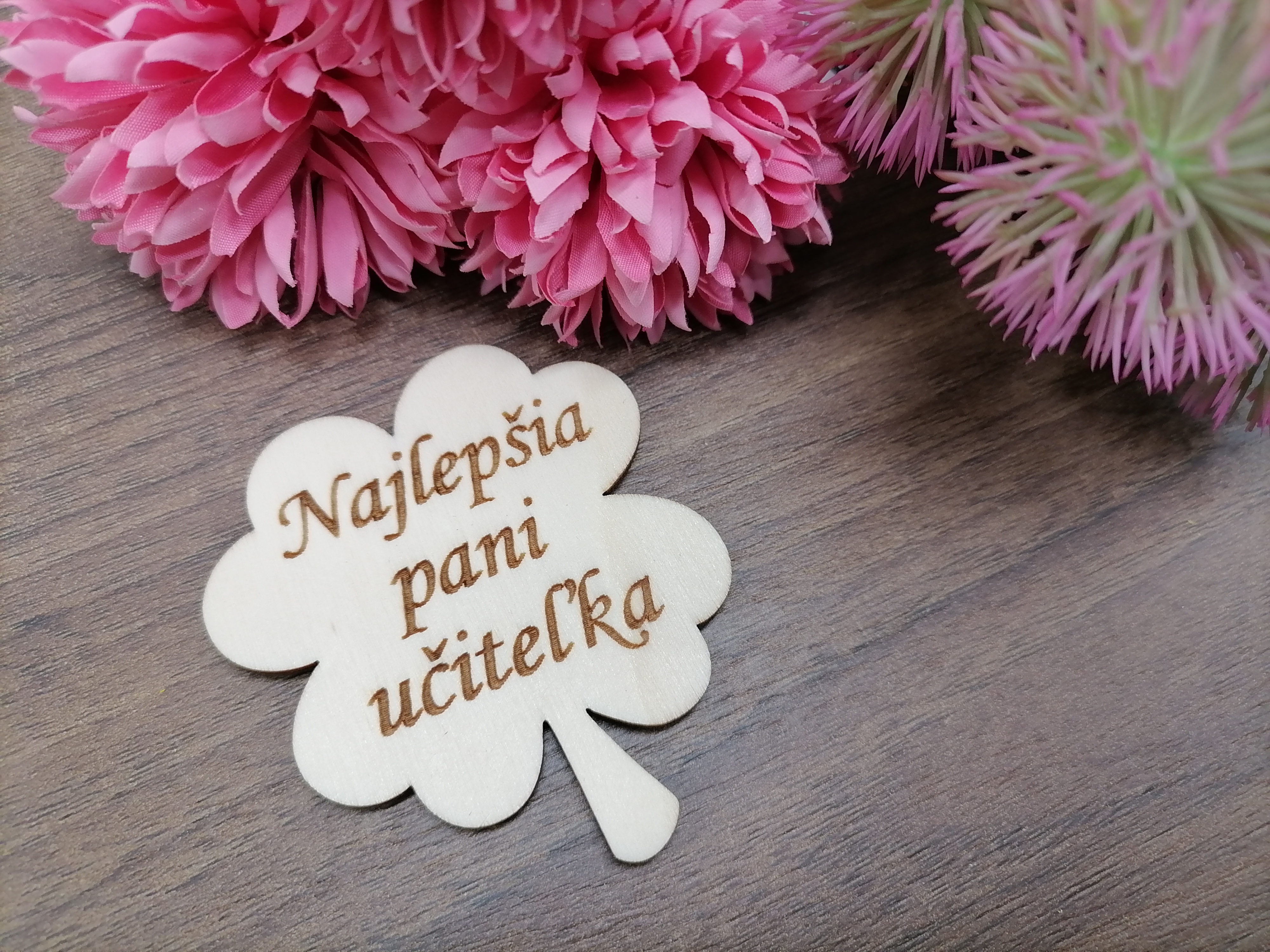 Štvorlístok - magnetka najlepšia pani učiteľka 6cm