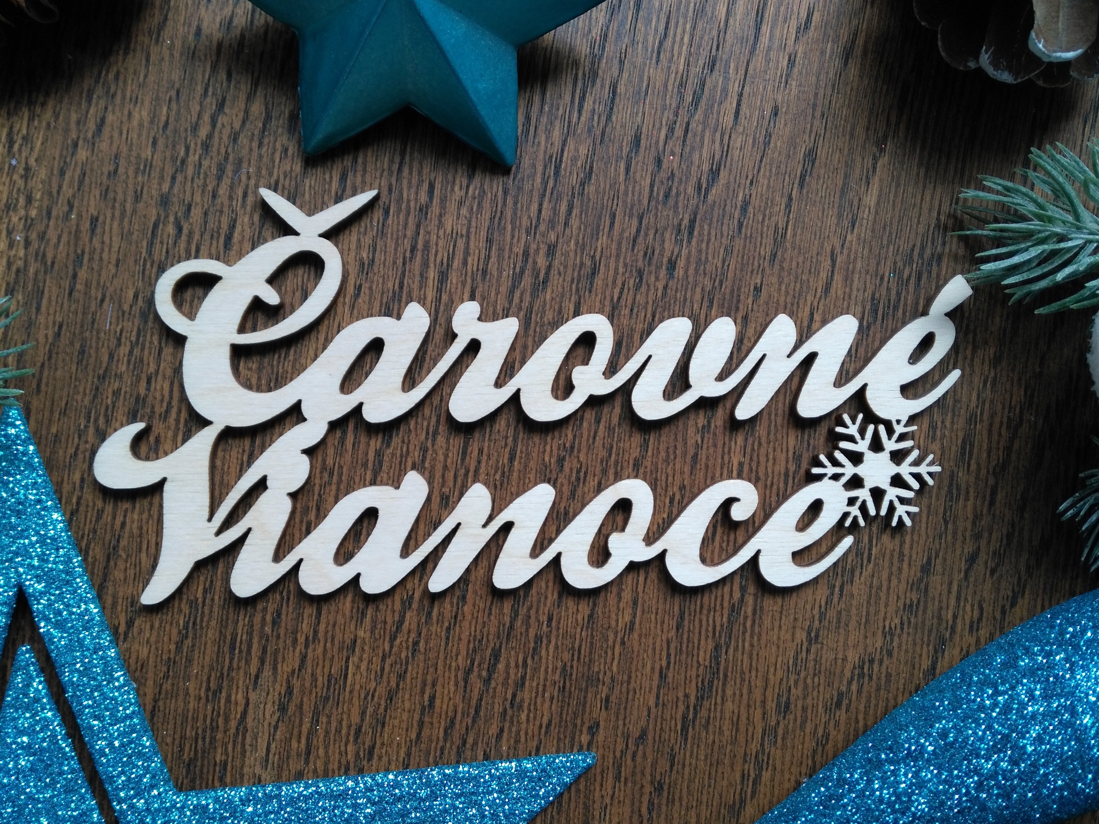 Drevený nápis čarovné vianoce 10 cm